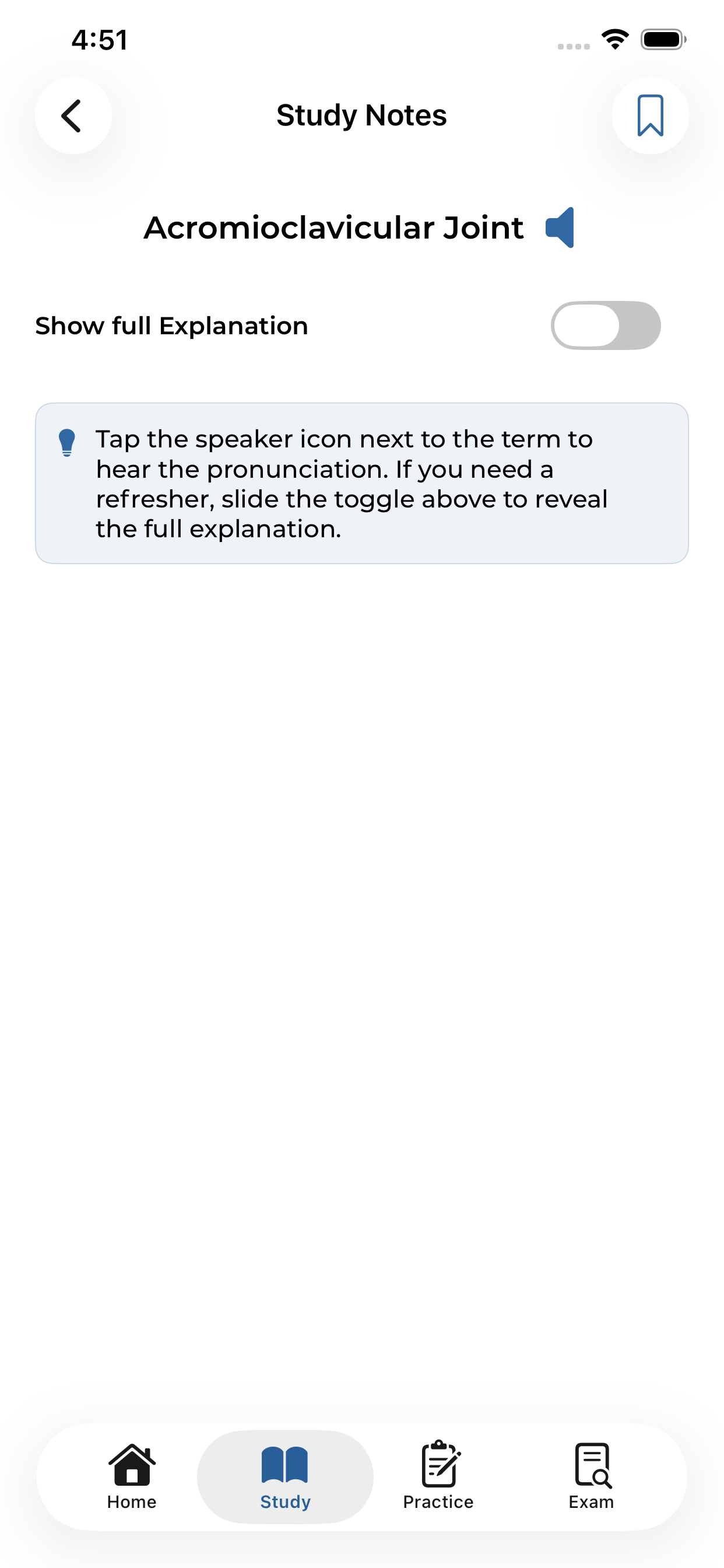Study notes — tap the speaker to hear pronunciation